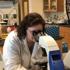 Tamarah Westmoreland, MD PhD in her lab where she studies neuroblastoma